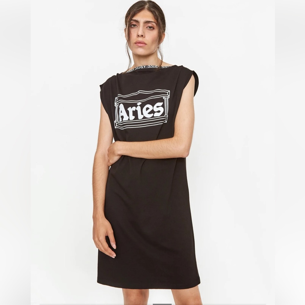 Aries zip dress logo classic temple FRAR50010 black Small NWT
